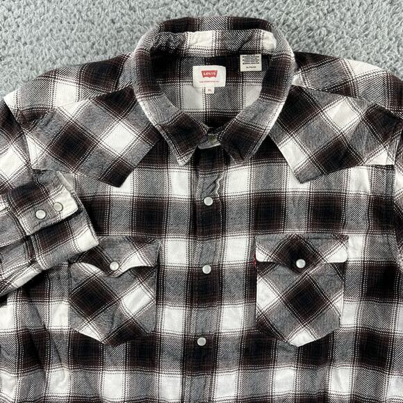 LEVIS SHIRT MENS XL FLANNEL PEARL SNAP WESTER LONG SLEEVE COWBOY PLAID BUTTON - Picture 1 of 10